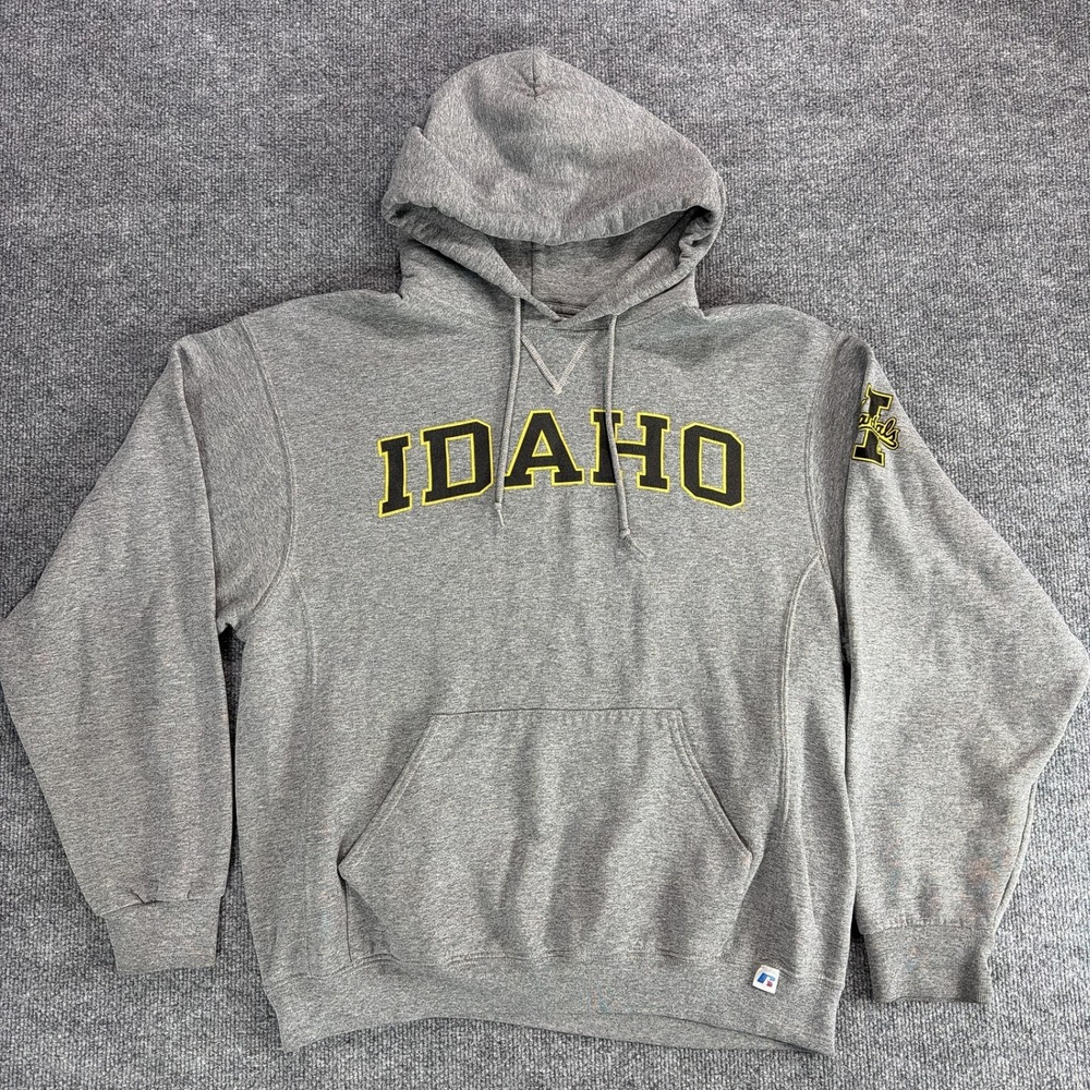 Russell Athletic Idaho Vandals Hoodie Mens Large Gray Collegiate Sweatshirt Fall